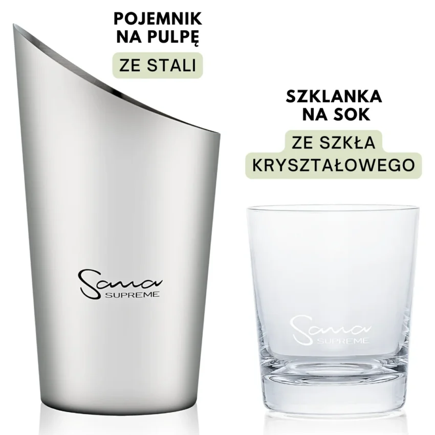 akcesoria premium - pojemnik na sok ze szkła i pojemnik na pulpę ze stali akcesoria premium - pojemnik na sok ze szkła i pojemnik na pulpę ze stali